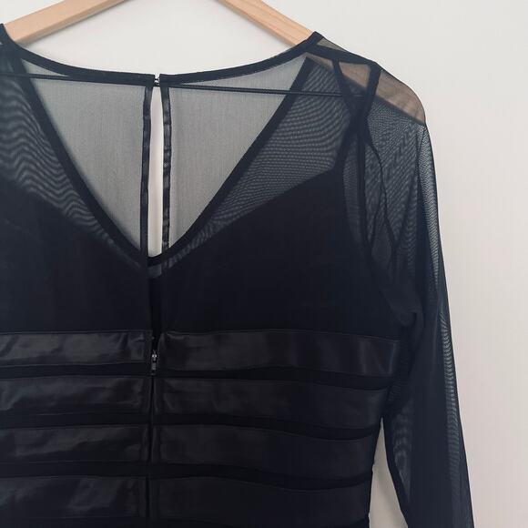 Vintage Dressbarn Women's Black Ribbed 90s Goth V-neck Corset Style Blouse sz 10 - Picture 8 of 13